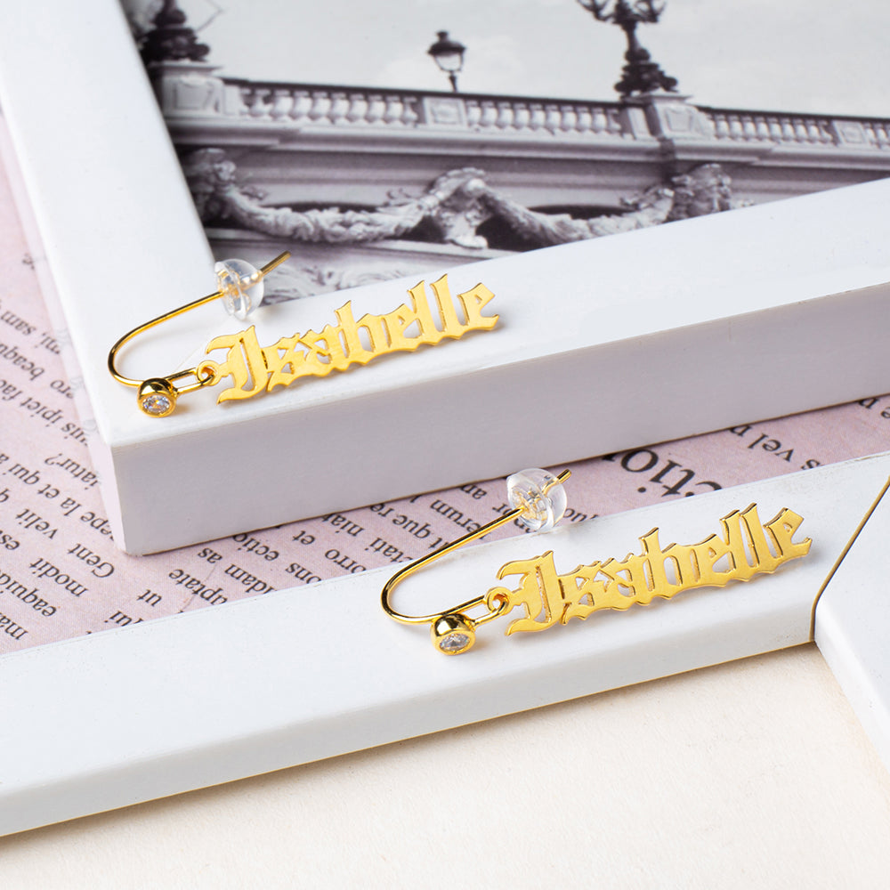 Old English Name Threader Earrings