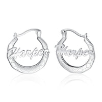 Textured Script Name Hoop Earrings
