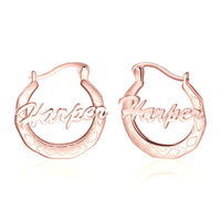 Textured Script Name Hoop Earrings