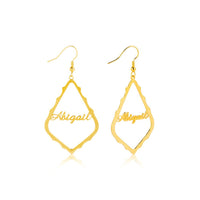 Lantern Frame Script Name Drop Earrings