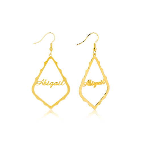 Lantern Frame Script Name Drop Earrings