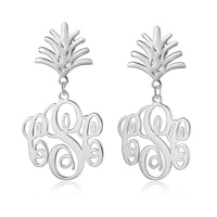 Monogram Drop Earrings with Leaf Top