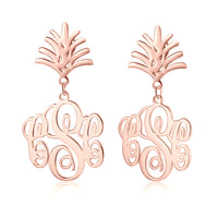 Monogram Drop Earrings with Leaf Top