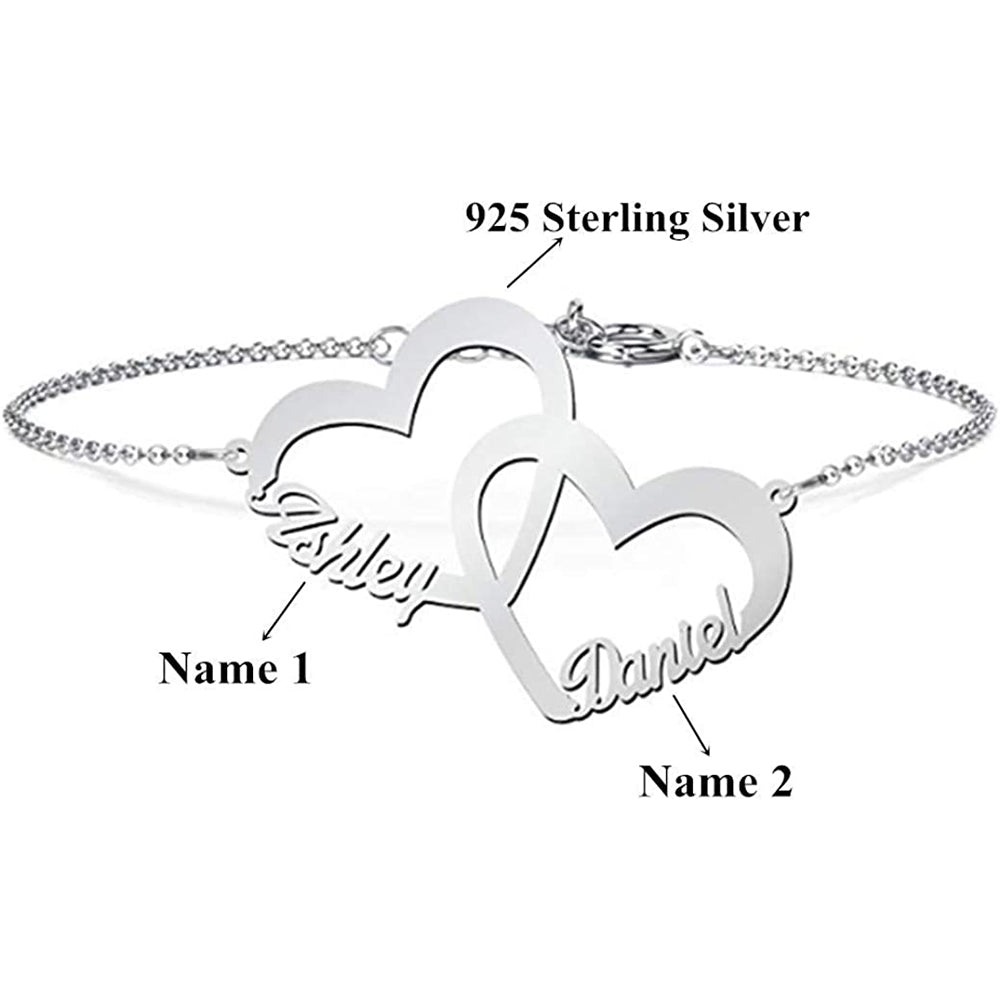 Double Heart Two Name Bracelet