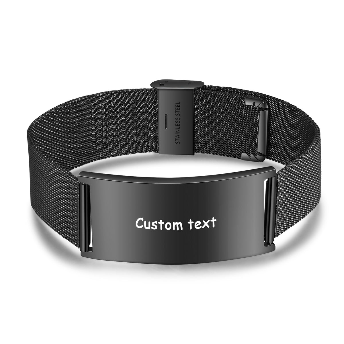 Men's Black Mesh Photo Bracelet