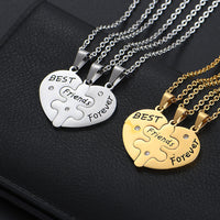 Engraved Best Friends Heart Puzzle Necklace Set