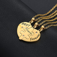 Engraved Best Friends Heart Puzzle Necklace Set