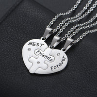 Engraved Best Friends Heart Puzzle Necklace Set