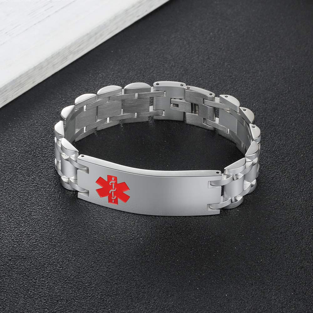 Men's Link Band Medical ID Bracelet