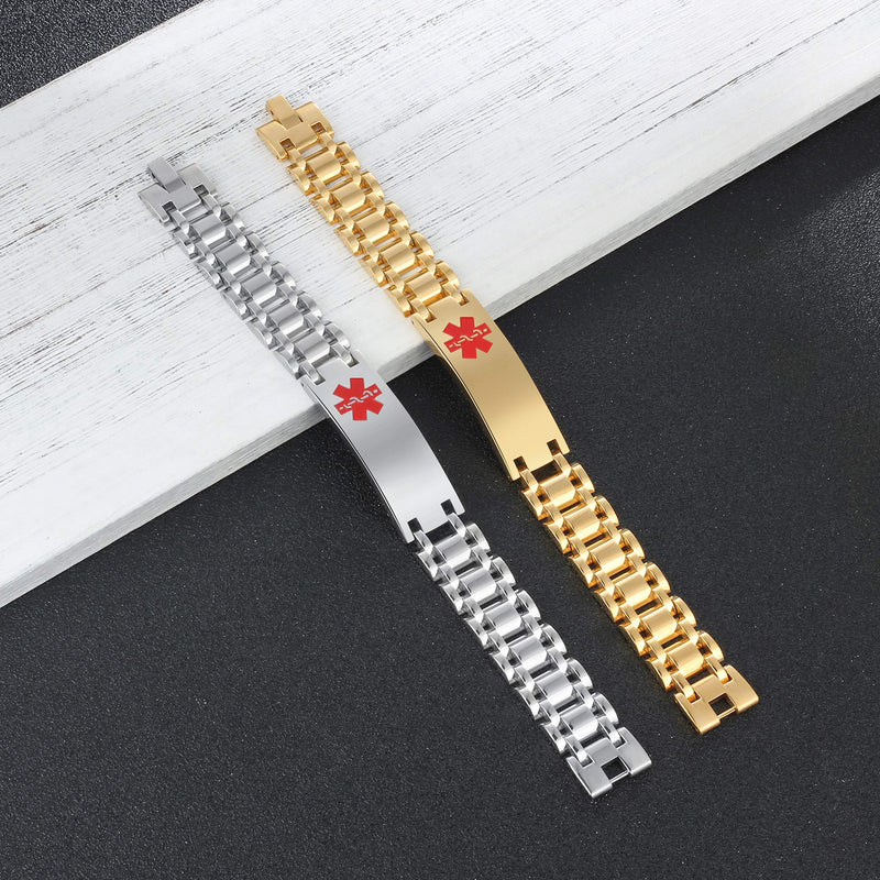 Men's Link Band Medical ID Bracelet