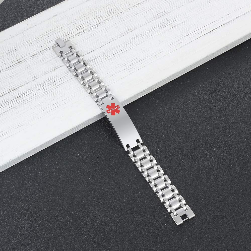 Men's Link Band Medical ID Bracelet