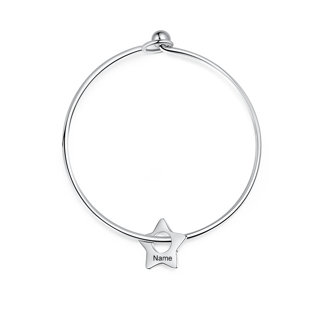 Engraved Star Charm Family Bangle