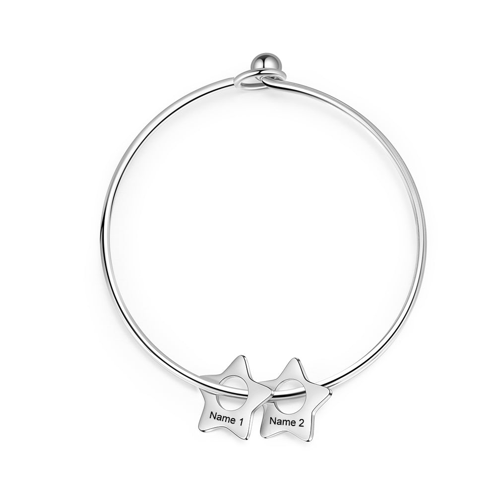 Engraved Star Charm Family Bangle