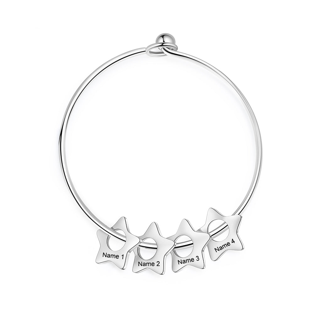 Engraved Star Charm Family Bangle