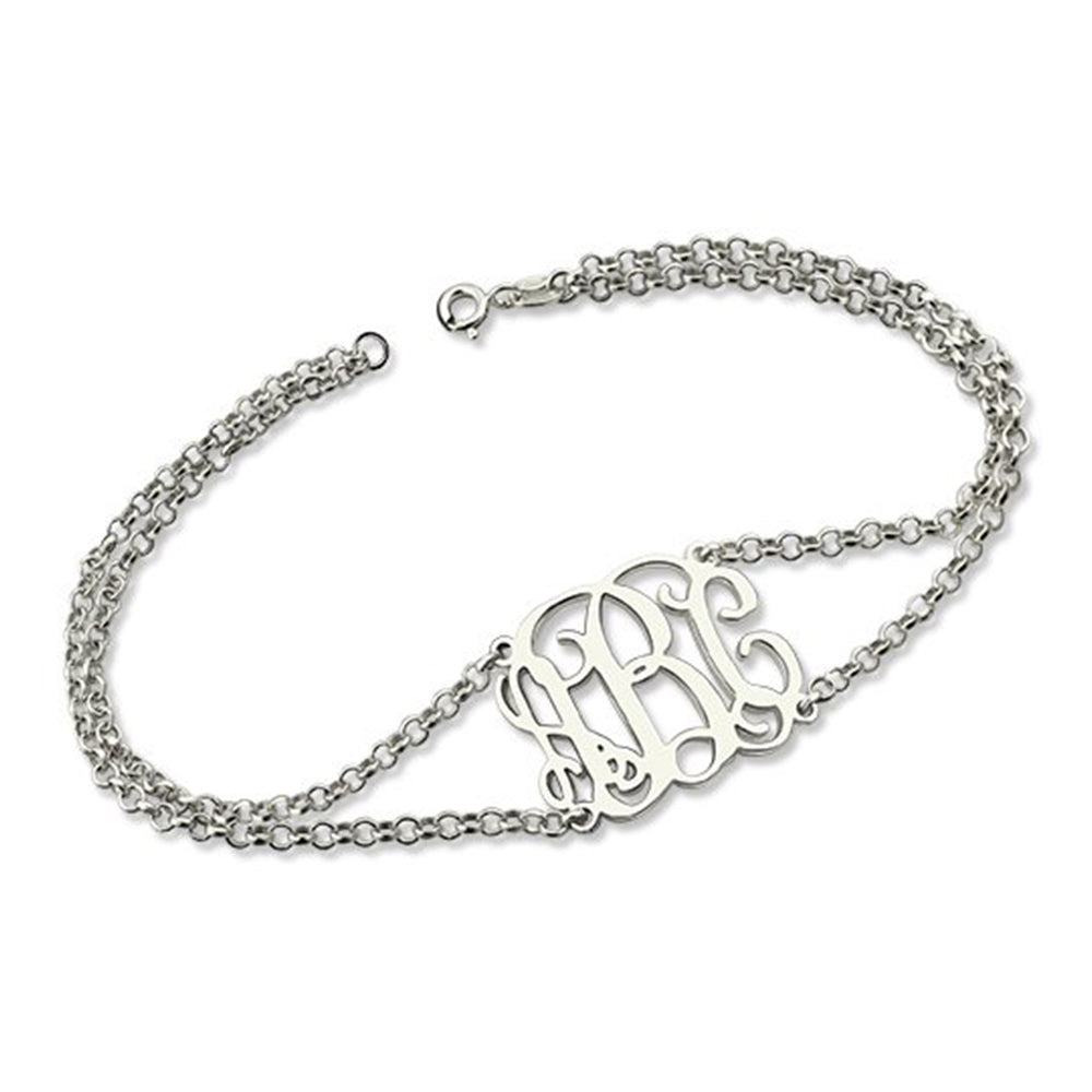 Cut Out Monogram Double Chain Bracelet