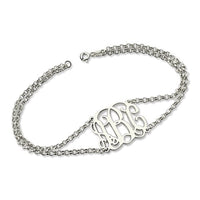 Cut Out Monogram Double Chain Bracelet