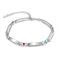 Family Name Bar Birthstone Bracelet