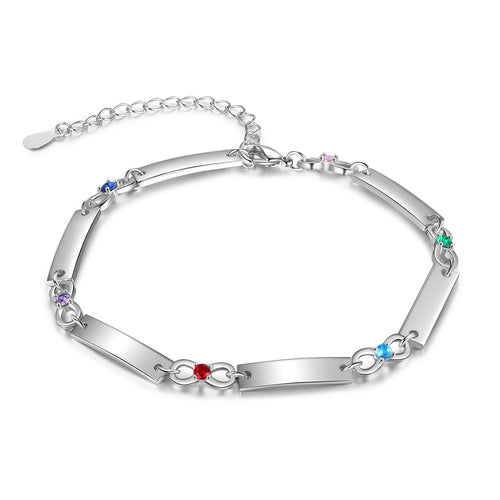 Family Name Bar Birthstone Bracelet