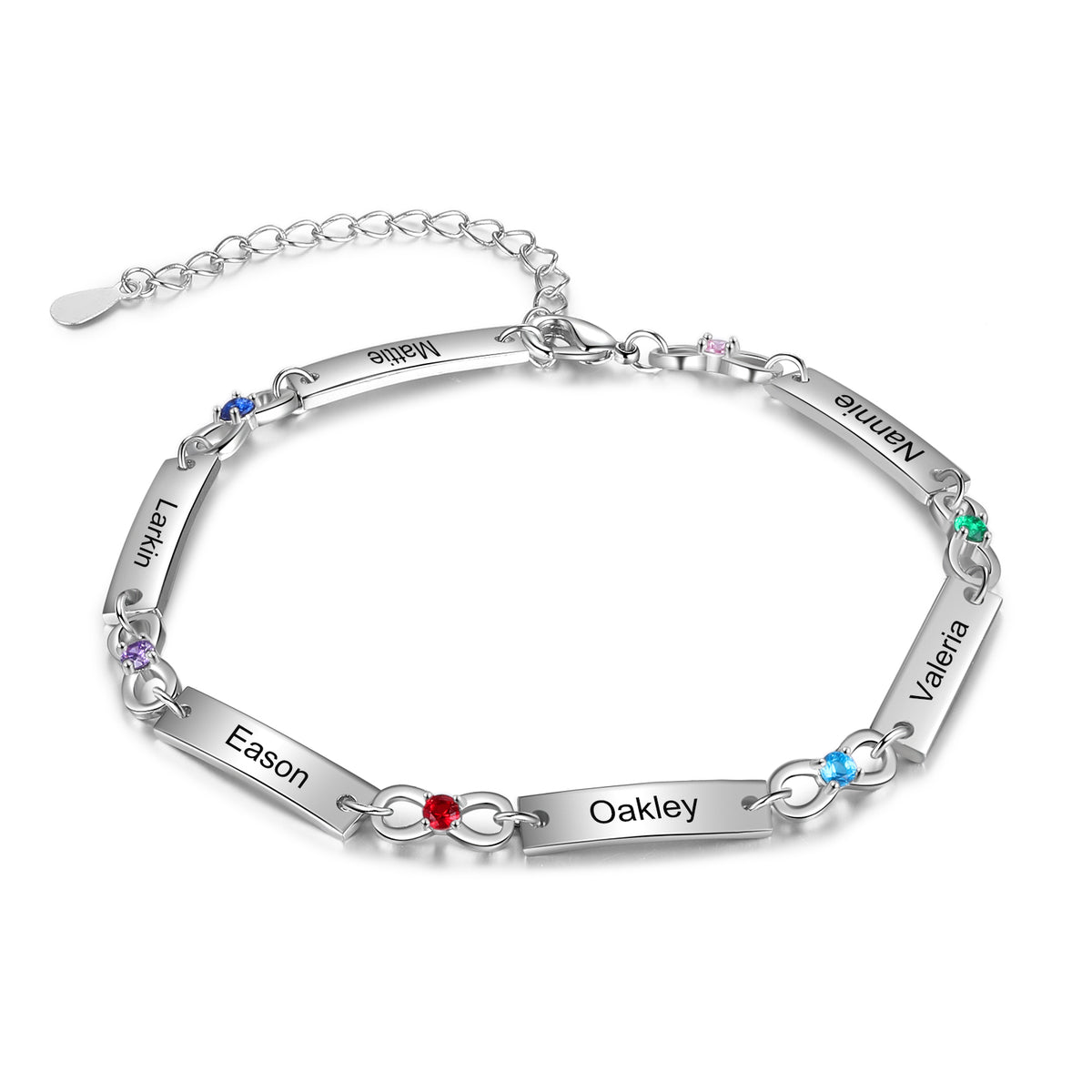 Family Name Bar Birthstone Bracelet