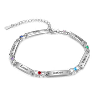 Family Name Bar Birthstone Bracelet
