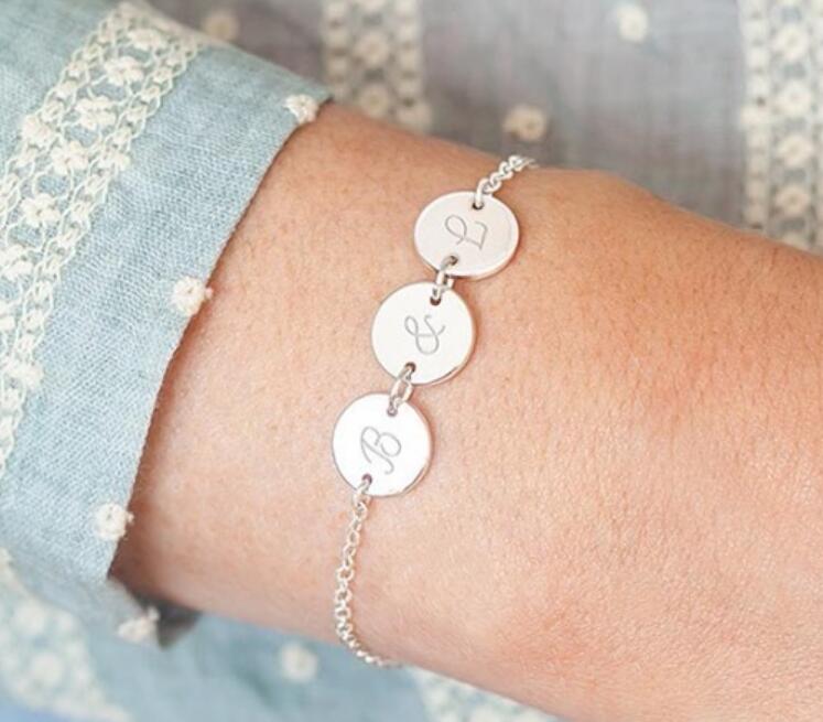 Personalized Fingerprint and Initial Disc Bracelet