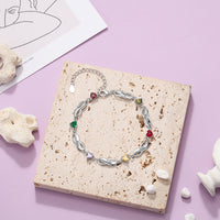 Infinity Link Birthstone Name Bracelet