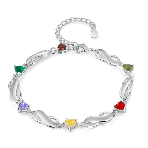 Infinity Link Birthstone Name Bracelet