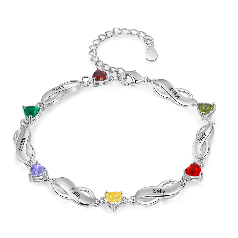 Infinity Link Birthstone Name Bracelet