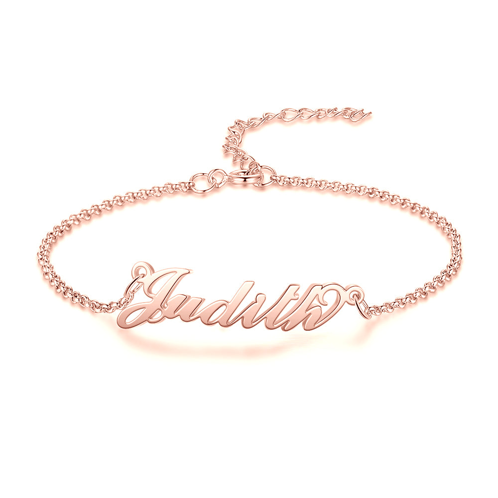 Script Name Bracelet with Heart Accent
