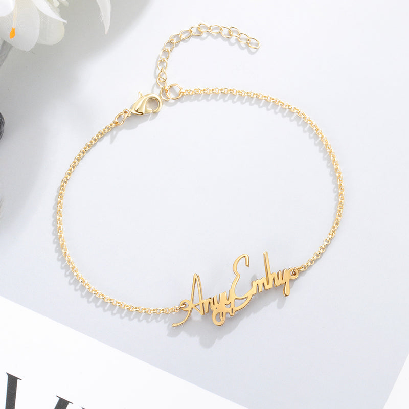 Double Script Name Anklet