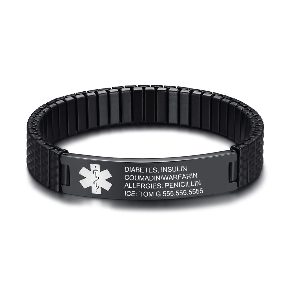 Men's Engraved Medical ID Link Bracelet