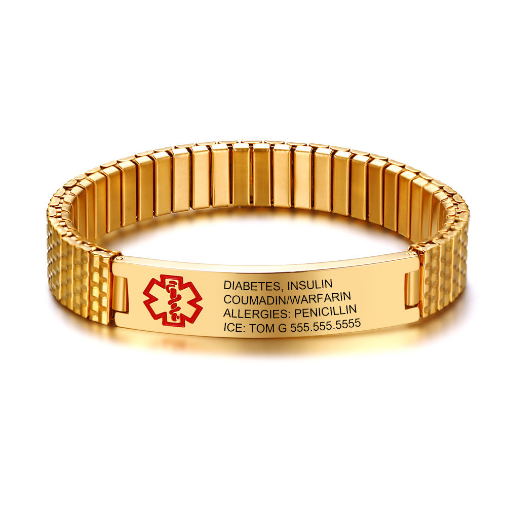Men's Engraved Medical ID Link Bracelet