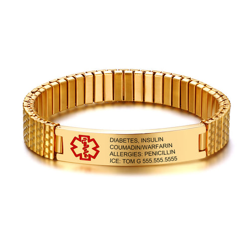 Men's Engraved Medical ID Link Bracelet