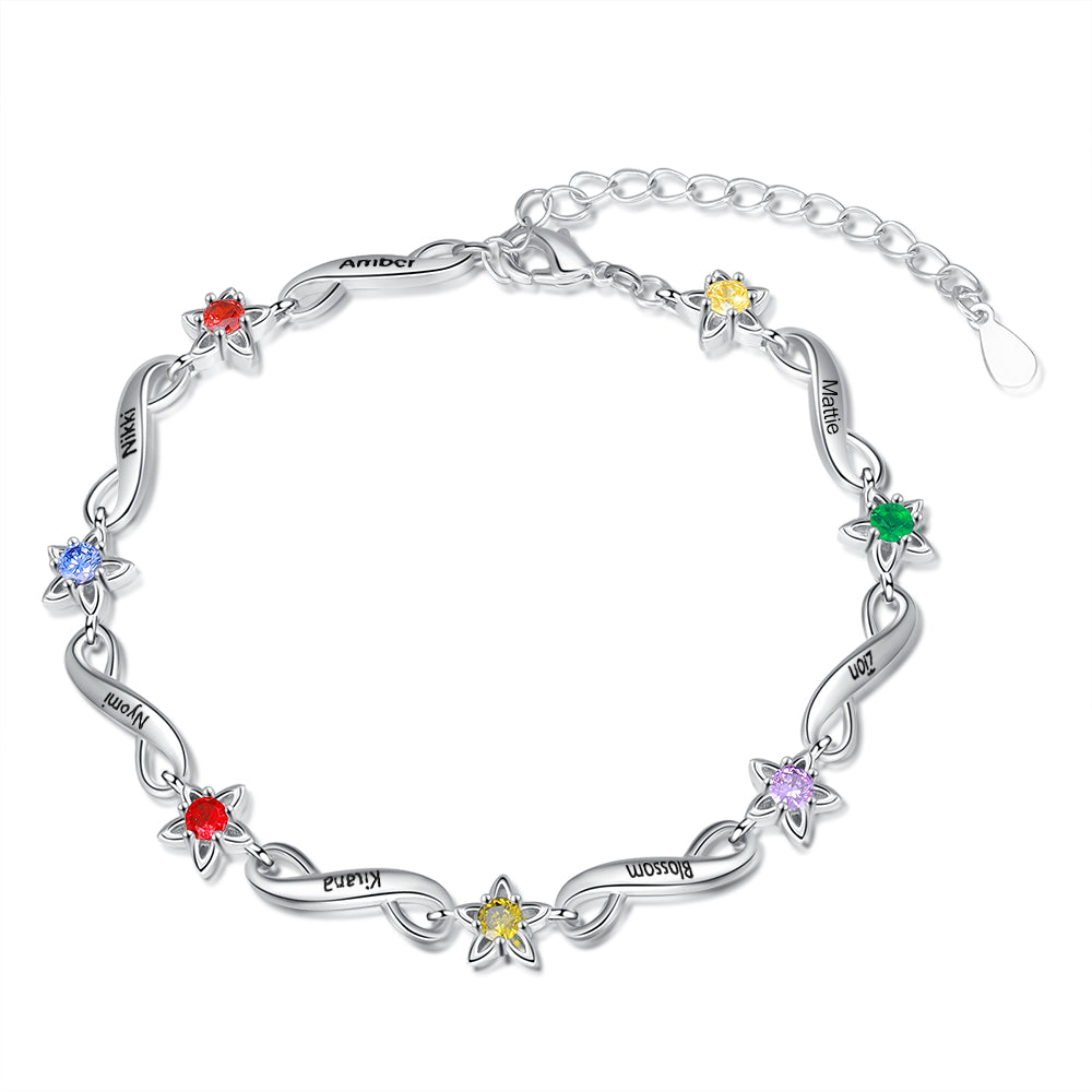 Twisted Link Family Birthstone Bracelet