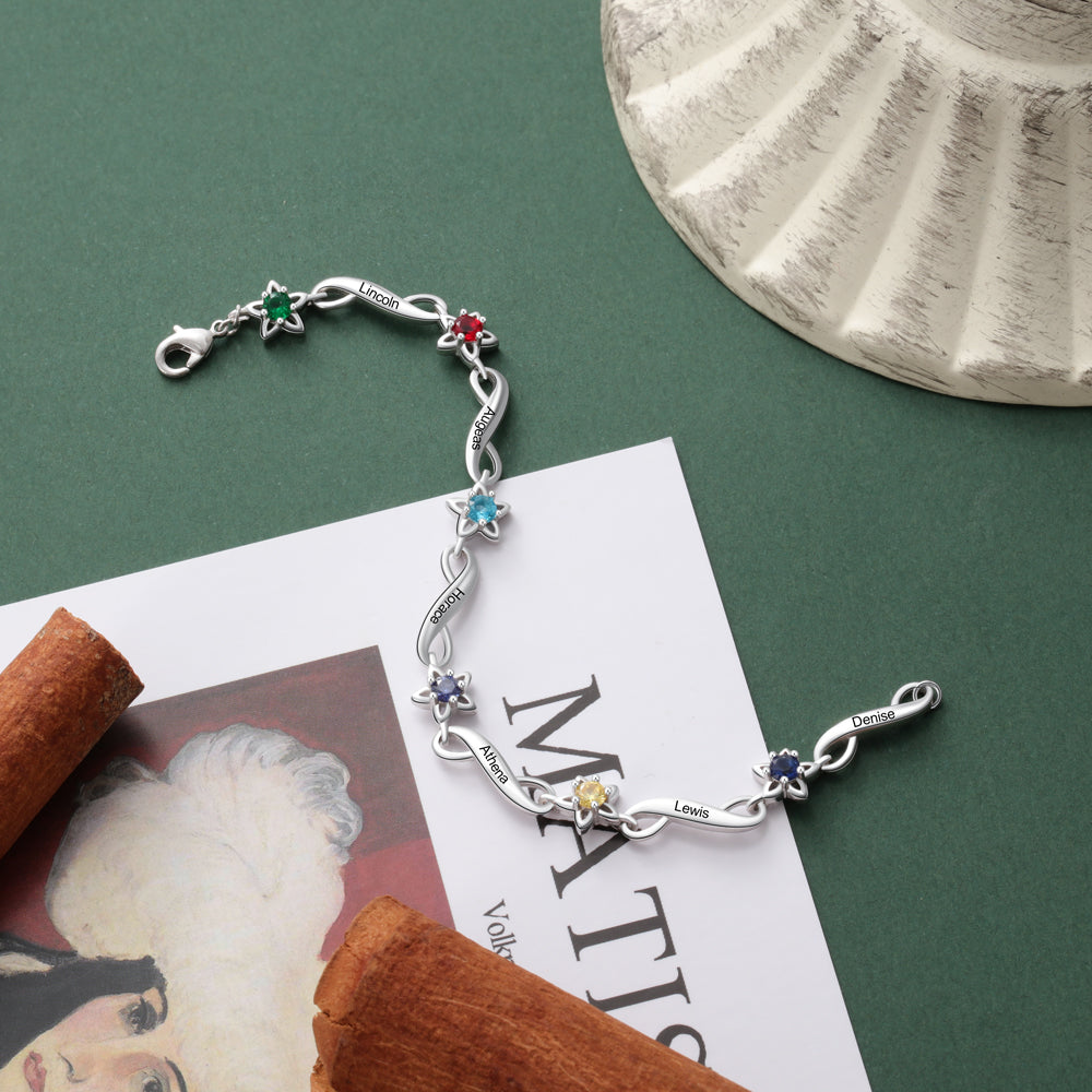 Twisted Link Family Birthstone Bracelet