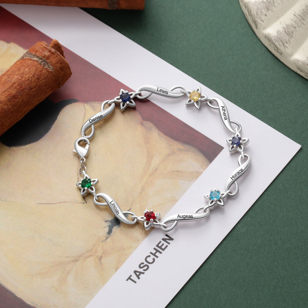 Twisted Link Family Birthstone Bracelet