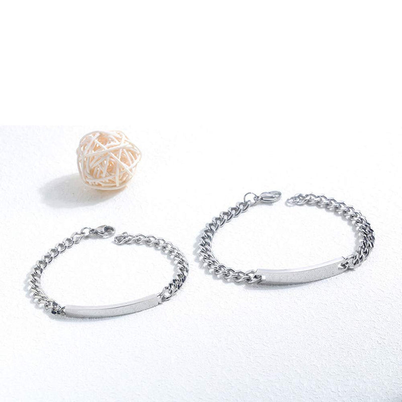 Engraved Couple ID Bracelet for Him and Her