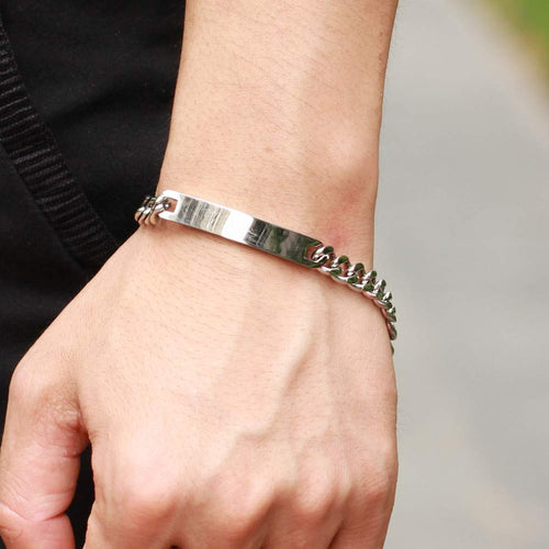 Engraved Couple ID Bracelet for Him and Her