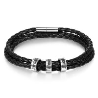 Braided Leather Bracelet with Custom Beads