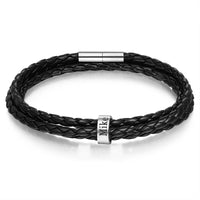 Braided Leather Bracelet with Custom Beads