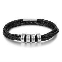 Braided Leather Bracelet with Custom Beads