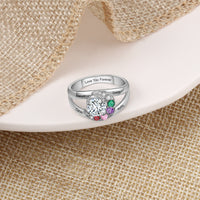 Engraved Name Birthstone Swirl Ring