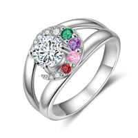 Engraved Name Birthstone Swirl Ring
