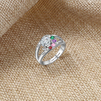 Engraved Name Birthstone Swirl Ring