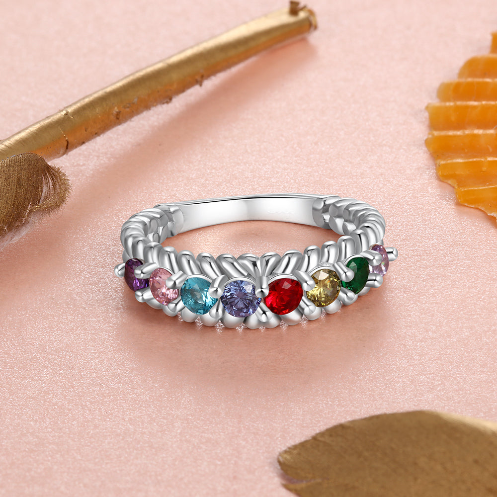 Multi Birthstone Braided Band Ring