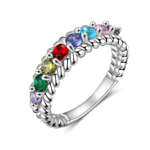 Multi Birthstone Braided Band Ring