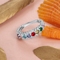 Multi Birthstone Braided Band Ring