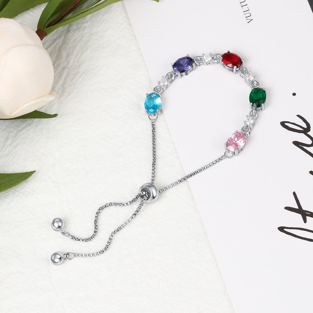 Oval Birthstone Slider Bracelet