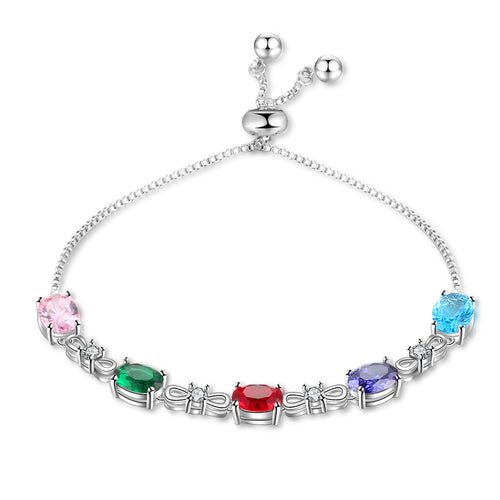 Oval Birthstone Slider Bracelet