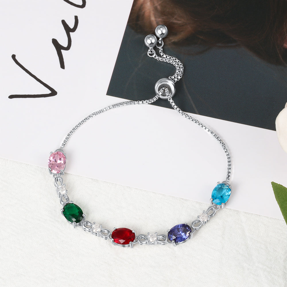 Oval Birthstone Slider Bracelet